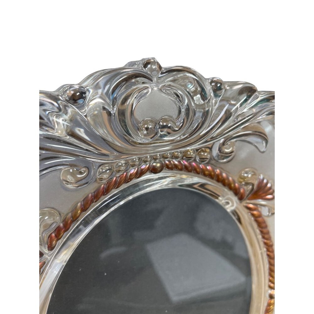 Vintage Ornate Clear Glass Gold Rope Oval Photo Frame 11.5"x8" SKU 9341 - Picture 2 of 13